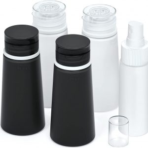 Leak Proof Travel Size Bottles, Valourgo TSA Approved Portable Silicone Containers Plastic Spray Bottle for Travel Size Toiletries Refillable Travel Accessories Handy 5 Pieces Travel Kit ( 3.4 fl. oz)