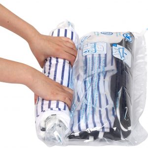 12 Travel Compression Bags, Hibag 12-Pack Roll-Up Space Saver Storage Bags for Travel, Suitcase Size (12-Travel)